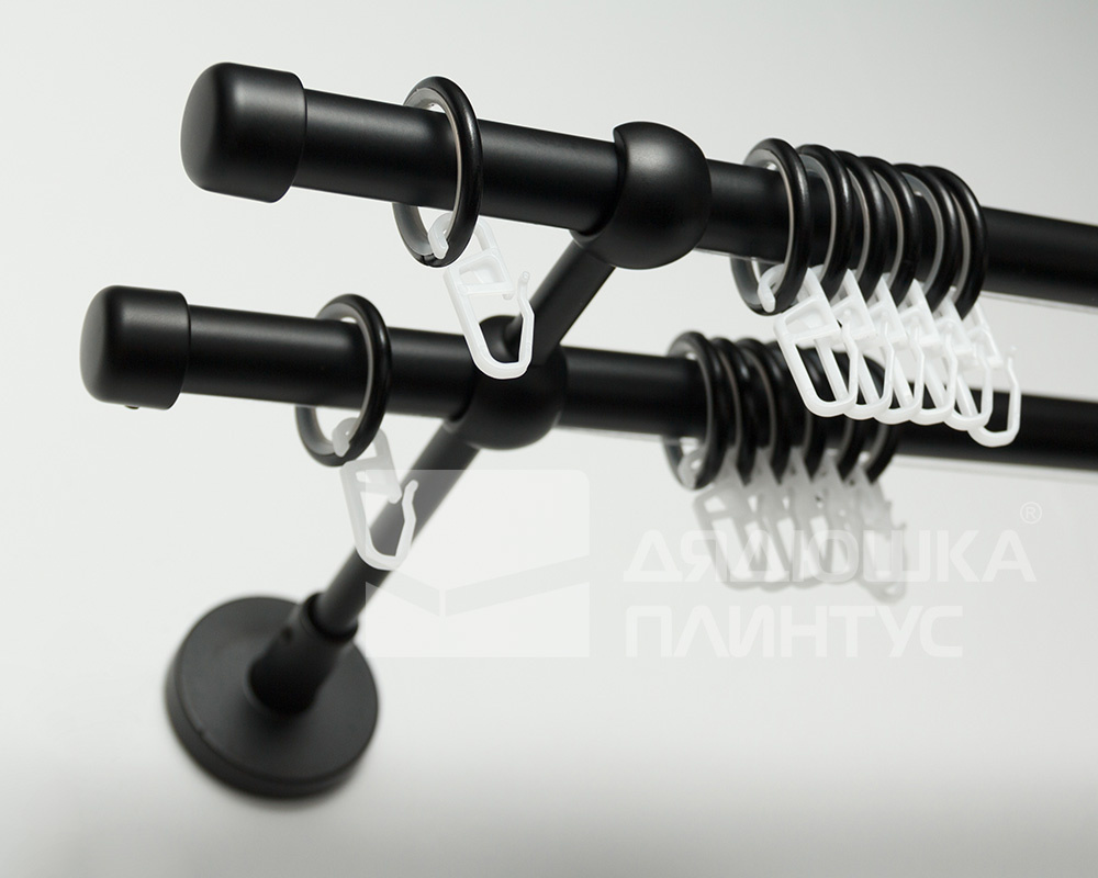 Карниз двухрядный кованый УЮТ D25мм 2,4м Черный