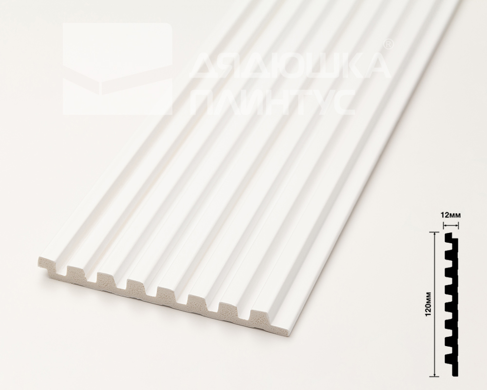 Стеновая панель Волшебная Палочка 102. 2700*120*12 мм Белая под покраску