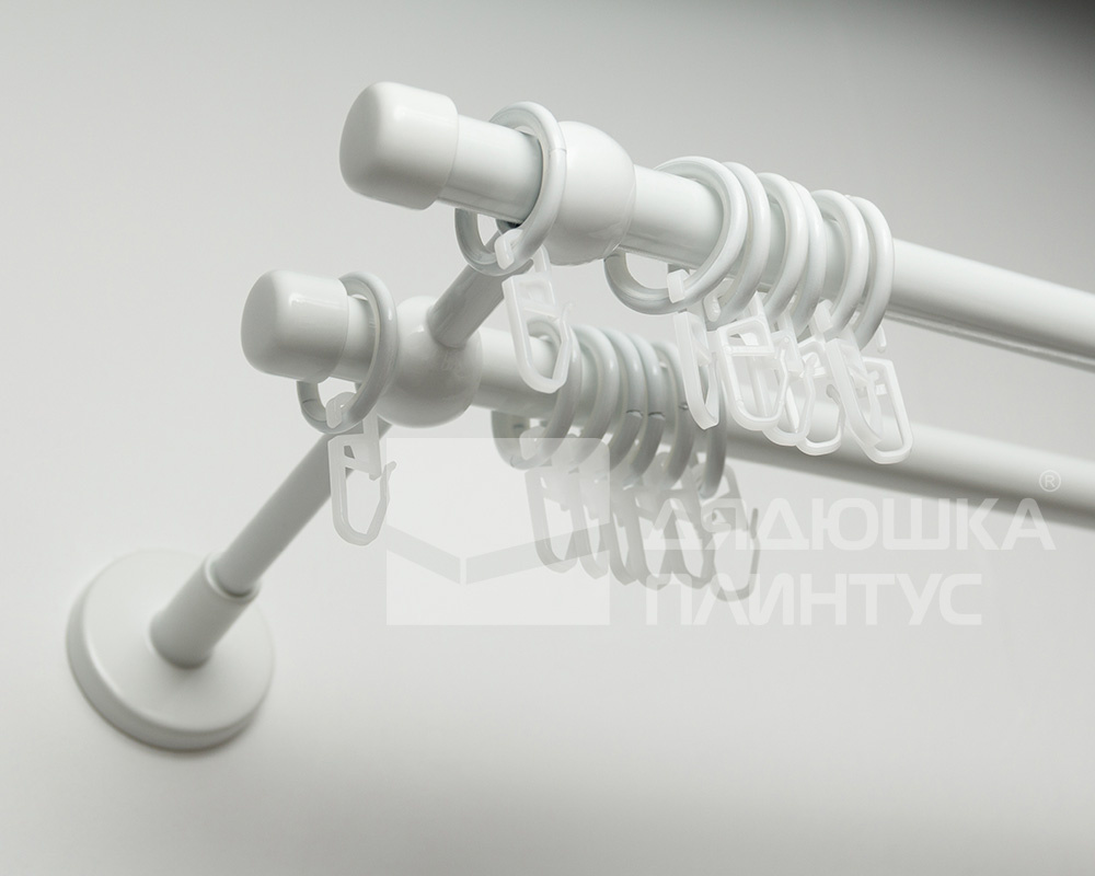 Карниз двухрядный кованый УЮТ d25мм 2,4м Белый