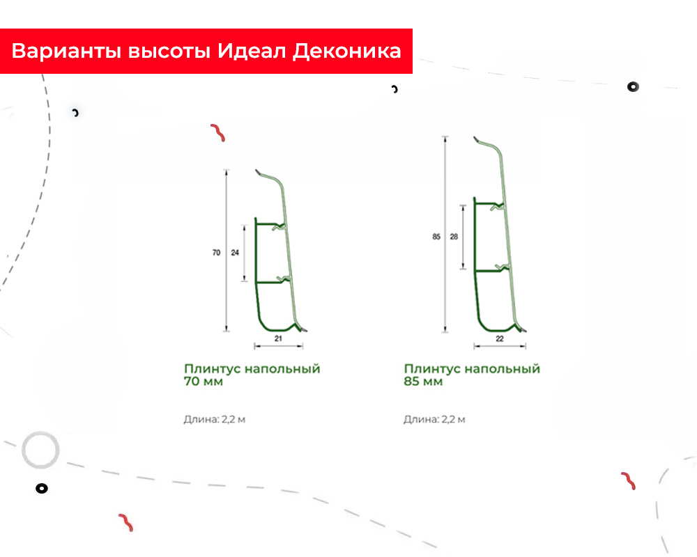 Плинтус ПВХ со съемной панелью Идеал Деконика 70 мм 301 Венге